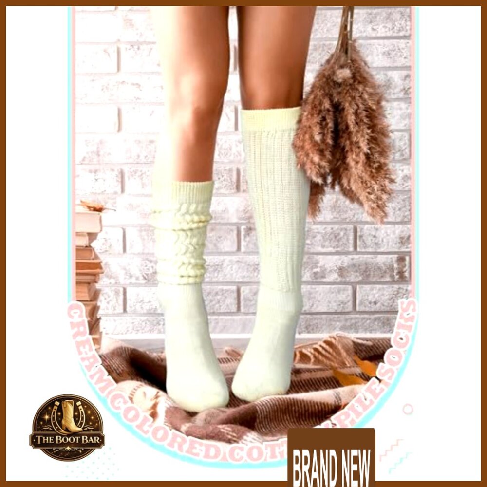 Knee High Slouch Socks Vintage 80s 90s Retro Scrunch Stacked Boot Socks - Picture 2 of 7